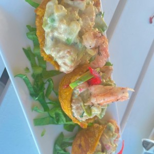 Patacones con mariscos