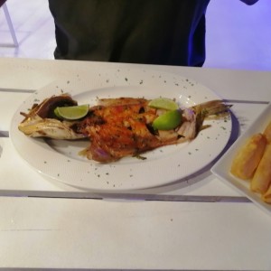 Pescado al grill con yuca frita 