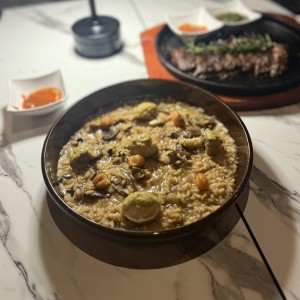 Risotto de Hongos y Trufas Crocantes