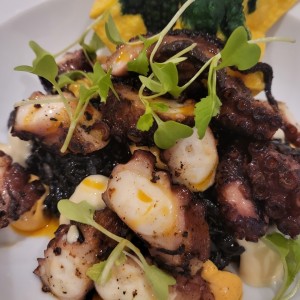 Pulpo con arroz caldoso