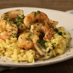 Risotto zapallo con langostinos