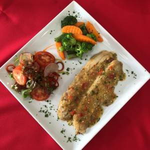 Filete de corvina al ajillo