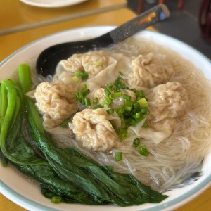 Sopa de wanton de puerco con fideo de arroz