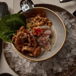 Ceviche de Corvina y Calamar