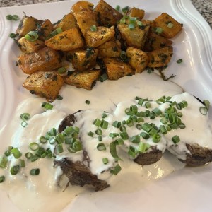 Filete de Res en crema Gorgonzola y miel