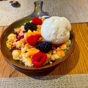 Berries Cobbler (Berries, Warm Cookie Crumble and Ice Cream)