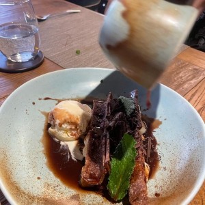 Sticky Toffee Pudding (Warm caramel pudding served with vanilla ice cream) 