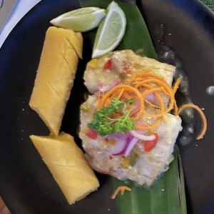 Filete de pescado al ajillo con bollo ligero