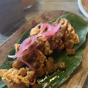 Gyosas fritas de tasajo