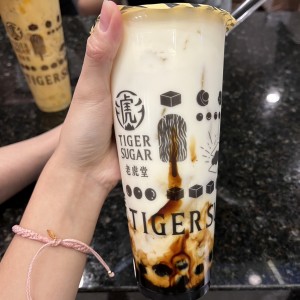 Black sugar boba taro milk with cream mousse