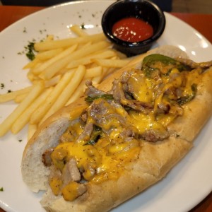 Emparedado philly steak 