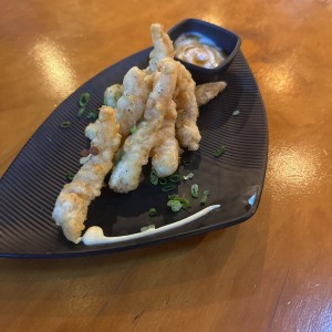 Langostinos tempura