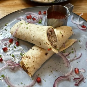 LAMRO'S LAMB KEBAB WITH LAVASH AND SOUCE