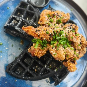 BLACK SESAME WAFFLE & SPICY HONEY BUTTER CHICKEN