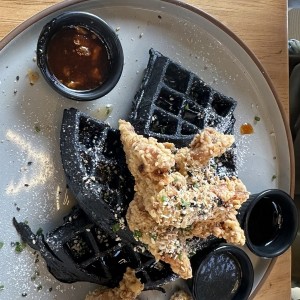 BLACK SESAME WAFFLE & SPICY HONEY BUTTER CHICKEN