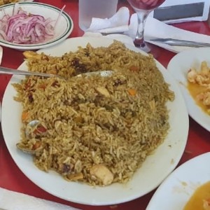 arroz verde con mariscos 