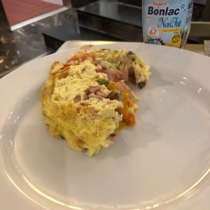 omelet de vegetales con hongos y poco queso