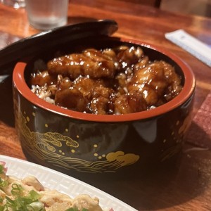 Donburi Sakanadon (pescado frito con salsa de sake y soya)