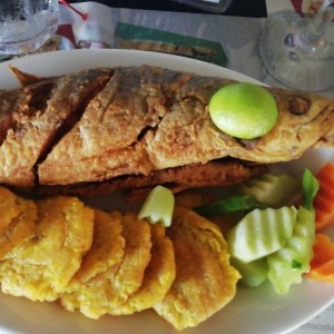 Pescado frito.. Corvina entera