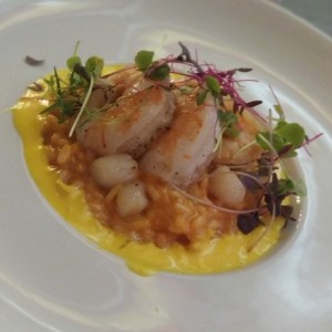 risotto de camarones y vieiras