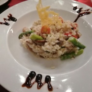 Risotto de poulet et champignons portobello et asperges