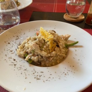 Risotto de poulet et champignons portobello et asperges