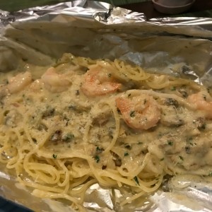 spaghettini al cartoccio marisco