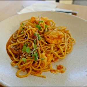 Espaghetti pomodoro con camarones