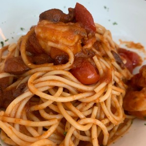 Pasta con langostinos