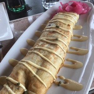 Crepe de filete a la mostaza y pimienta verde