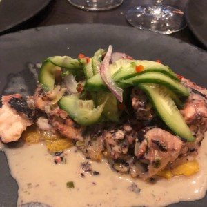 pulpo en salsa de coco