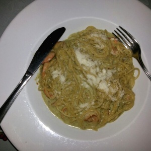 Spaghetti con camarones