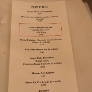 Menu de Postres