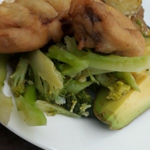 Berenjenas fritas con brocoli