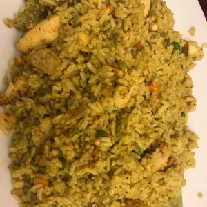 Arroz verde con mariscos