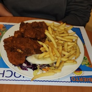 Milanesa de pollo con Papas