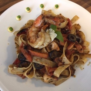 Fettuccini with wild prawns - spectacular!