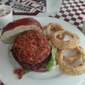 Hamburguesa Urijami con aros de cebolla (deliciosa)