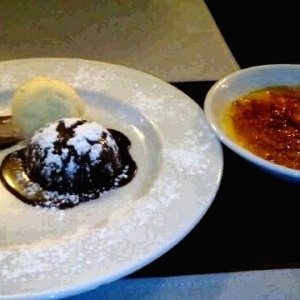 Souffle de chocolate y creme broulee